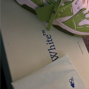 Off-White Lime Green and White Sneakers